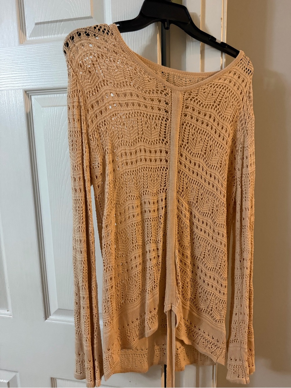 Light Beige Open-Knit Women's Sweater